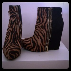 Rachel Roy suede and calf hair ankle boots